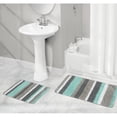 thumbnail image 3 of mDesign Striped Microfiber Bathroom Spa Mat Rugs/Runner, Set of 3 - Mint/Gray, 3 of 9