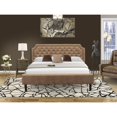 thumbnail image 2 of East West Furniture GB28K-1VL07 2-Pc Wooden Set for Bedroom with Frame and Distressed Jacobean Modern Nightstand - Brown Faux Leather and Black Legs, 2 of 8