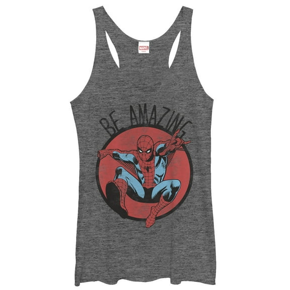 Women's Marvel Spider-Man Be Amazing  Racerback Tank Top Gray Heather Small