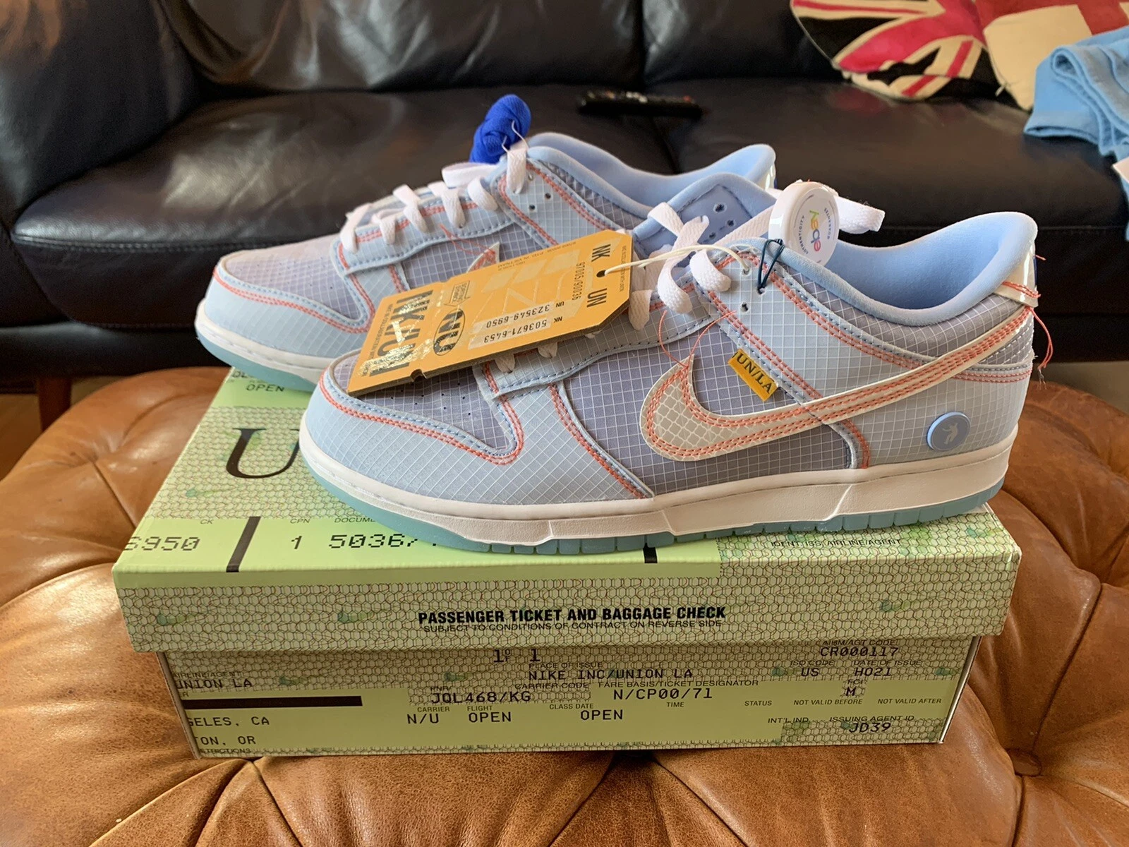 Size UK7 - Nike Dunk Low Union Passport Pack Argon - DS and