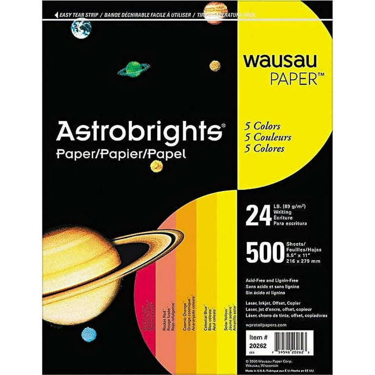 Astrobrights Colored Paper, 24 lb., 8-1/2 x 11, Warm Assortment