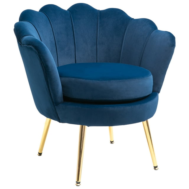 HOMCOM Fauteuil d'Appoint Moderne en Tissu Velours Fauteuil Club de Loisirs avec Pattes Dorées