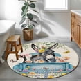 thumbnail image 3 of Round Rugs 3.3 Ft, Animals Flowers Non Slip Area Rugs for Kitchen Bedroom Entryway, Weeping Spring Floral Elegant Pastoral Rustic Washable Carpet Runner Rug Floor Mats for Bedroom Home Decor, 3 of 8
