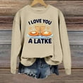 thumbnail image 4 of Women's Tops Casual Hanukkah Printed Crewneck Sweatshirt Long Sleeve Pullover Fall Fashion Outfits Blouse,Khaki,M, 4 of 6