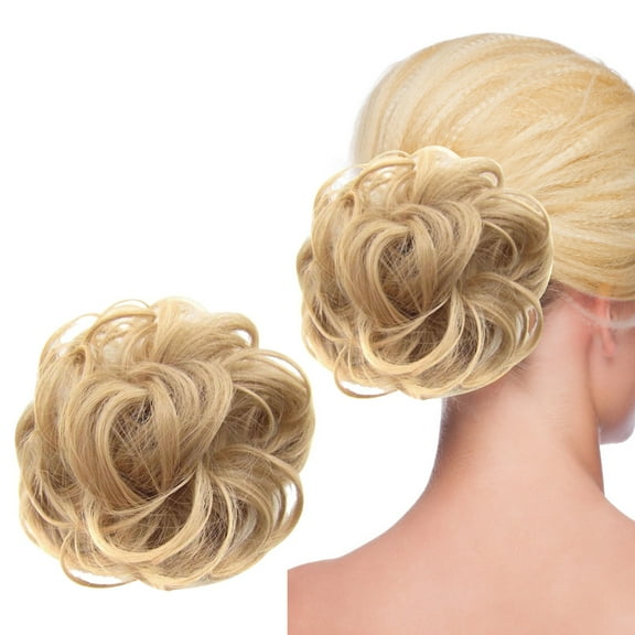 Human Hair Bun Messy Bun Hair Piece Extension Scrunchie Donut Hairpiece for Women, Natural Realistic Ponytail Hair Accessories for Everyday, Party, Halloween, Cosplay, Masquerade, Makeup Organizers