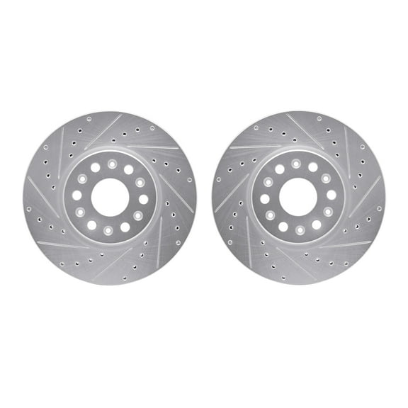 Dynamic Friction Company Front Brake Rotors-Drilled and Slotted-Silver 7002-48001