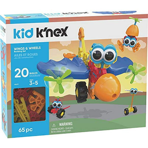 K'NEX Kid Wings & Wheels Building Set - 65 Pieces - Ages 3+ - Preschool Educational Toy