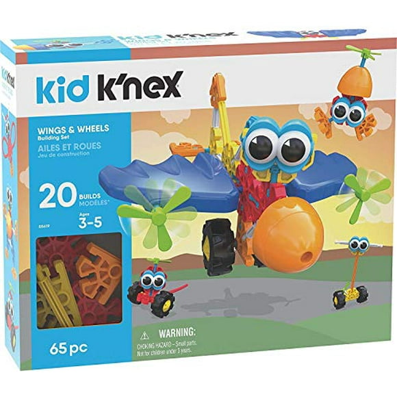 K'NEX Ensemble de Construction Kid Wings & Wheels - 65 Pièces - 3 Ans et Plus - Jouet Éducatif Préscolaire