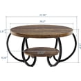 thumbnail image 2 of IdeaHouse Table Basse Ronde 30 Pouces Table de Centre, Table Basse à 2 Niveaux Tables de Centre Industrielles avec Pieds Réglables, Tables de Salon avec Tablette de Rangement et Grain de Bois Conçu, Assemblage Facile, 2 of 7