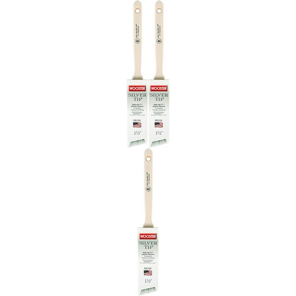 Wooster Brush 5221-1 1/2 5221-3 Silver Tip Angle Sash Paintbrush, 1-1/2 Inch Pack of 3