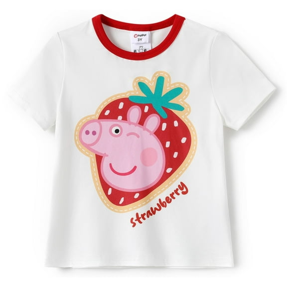 Peppa Pig Toddlers Girls Graphic Tee Strawberry Short Sleeve T-shrits Summer Tops Size 2T
