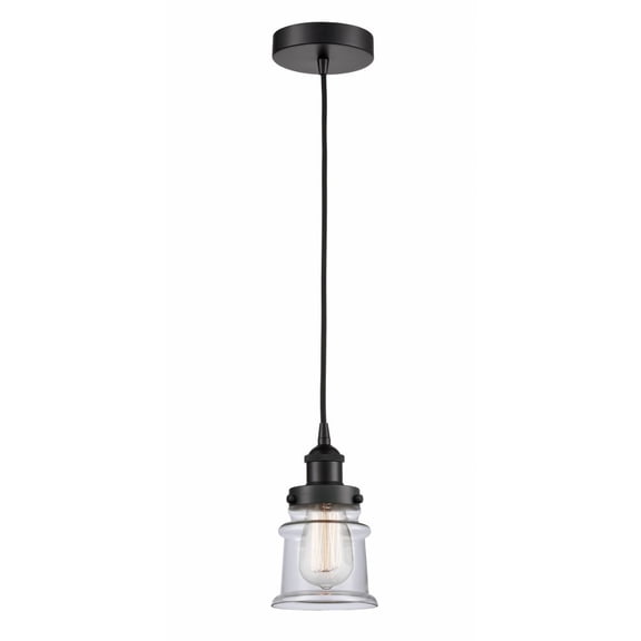 616-1PH-BK-G182S-LED-Innovations Lighting-Canton - 1 Light Mini Pendant In Industrial Style-10 Inches Tall and 6 Inches Wide Matte Black Clear