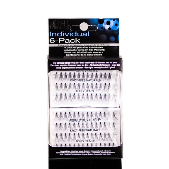 Ardell Individual 6 Pack-Knot-Free Naturals - Long Black- 60077 - Pack of 3 with Sleek Comb