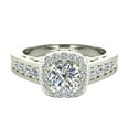 thumbnail image 4 of Petite Engagement Rings for Women Cushion Halo Round Brilliant Diamond Ring 14K White Gold 1.00 Carat (H,SI1), 4 of 5