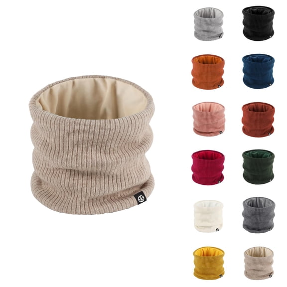Winter Knitted Neck Warmer Scarf, Double Layer Lined Thermal Gaiter for Cold Weather, Ski Cycling, Unisex Circle Loop Scarf for Men Women