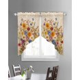 thumbnail image 3 of Spring Floral Swag Valances for Windows, Vintage Summer Botanical Flowers Rod Pocket Sheer Valances for Small Windows, Swag Toppers Light Filtering for Kitchen Living Room 2 Panels 28''x36'', 3 of 6