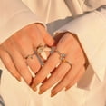 thumbnail image 3 of Geometric Gold Plated Knuckle Rings Set for Women - Fashion Alloy Statement Ring Set - European American Style, 3 of 6