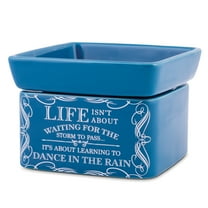 Life Learning Dance in Rain Blue Stoneware Electric 2-In-1 Jar Candle and Wax Tart Oil Warmer