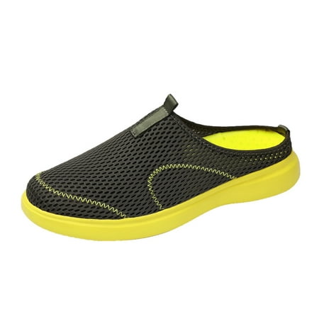 

Mackneog Summer Men Casual Shoes Breathable Mesh Shallow Wear Lightweight Casual Half Slippers Gift on Clearance