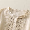 thumbnail image 6 of Women's Cotton Linen Shirts Button Up Half Sleeve Embroidered Trendy Casual Tops Travel Summer Beach Outfits (2XL, Beige), 6 of 8