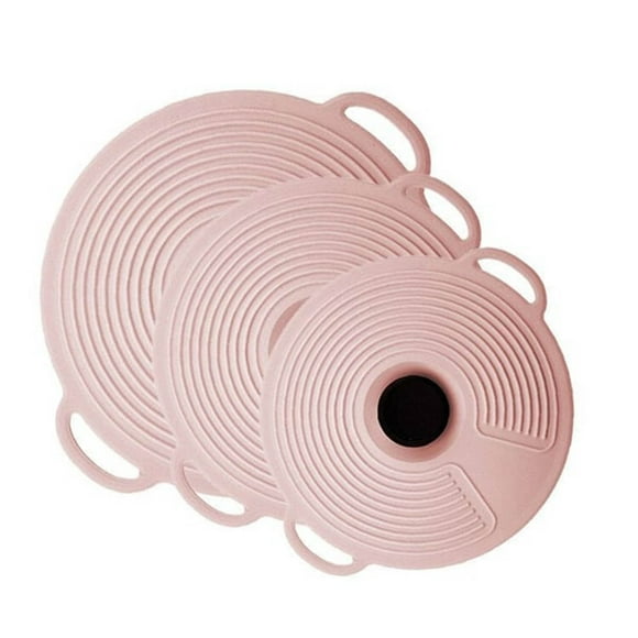 Ensemble de Couvercles en Silicone pour Conservation Fraîche, 3 Pcs Couvercles Extensibles Anti-Déversement pour Casseroles, Bols et Vaisselle – par Goohae