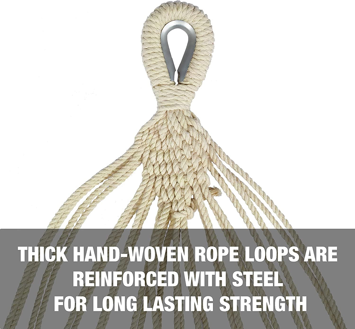 40" Wide Hammock w/H-Woven Rope Loops  Hanging Hardware, Outdoor, Patio, Backyard Durable, Cotton  Polyester Blend, 220 Lbs Capacity, Rain Forest