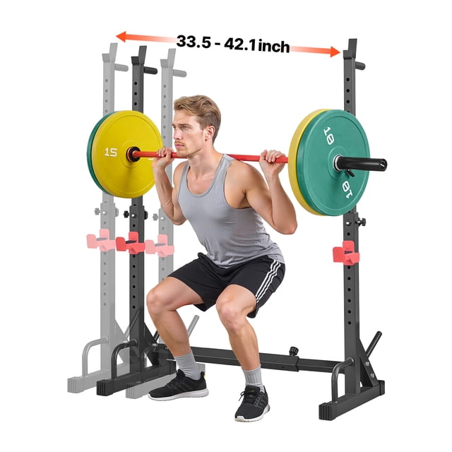 VEVOR Power Cage Squat Rack, Home Gym Power Rack with Adjustable Height & Width, 550LBS Strength Training Workout Equipment with Barbell Storage Racks & J-Hooks for Bench Press, Squat, Weight Lifting