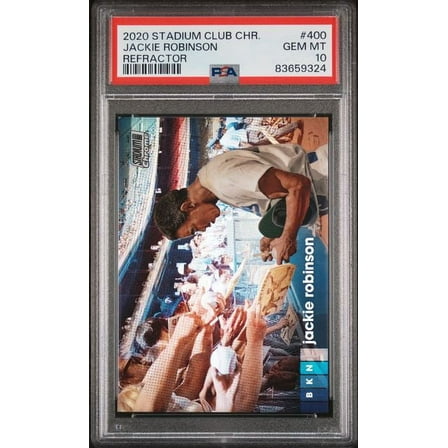 Jackie Robinson 2020 Topps Stadium Club Chrome Refractor Card #400 Graded PSA 10