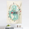 thumbnail image 1 of Sports Tapestry, I Love Sports Words on Earth Globe Surrounded by Gymnastic Athlete, Fabric Wall Hanging Decor for Bedroom Living Room Dorm, 5 Sizes, Multicolor, by Ambesonne, 1 of 1