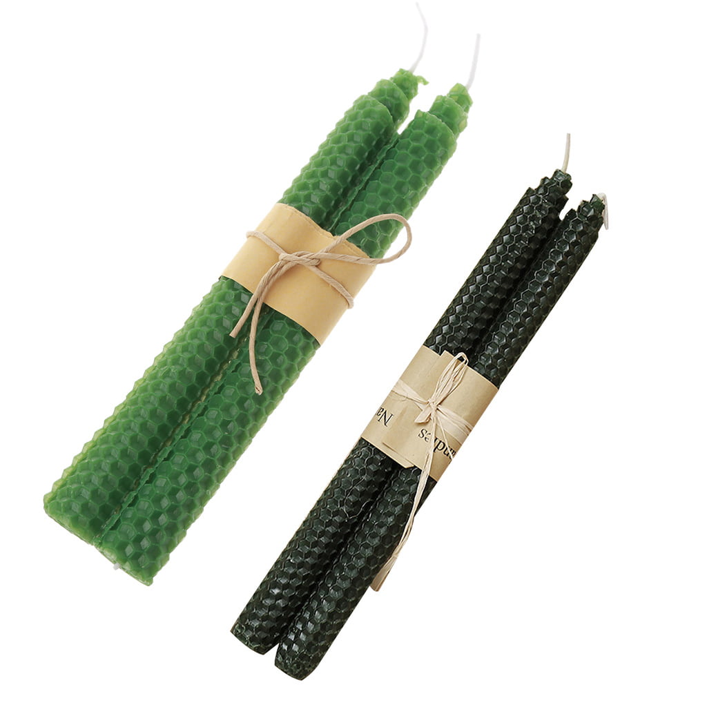 2pcs Nordic Long Rod Beeswax Candle Honeycomb Handmade Candles for Table Dinner