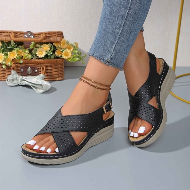 WILLBEST Sandalias De Plástico Para Mujer, Cómodas Sandalias Casuales Para Caminar En La Playa, Con Tacón De Cuña Y Punta Abierta, Calzado De Moda De Verano Con Diseño De Masaje