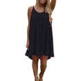 thumbnail image 1 of Innerwin Mini Robe Couleur Unie Débardeur Femme Fête Col Rond Ample Été Plage Robe d'Été Noire TG, 1 of 9