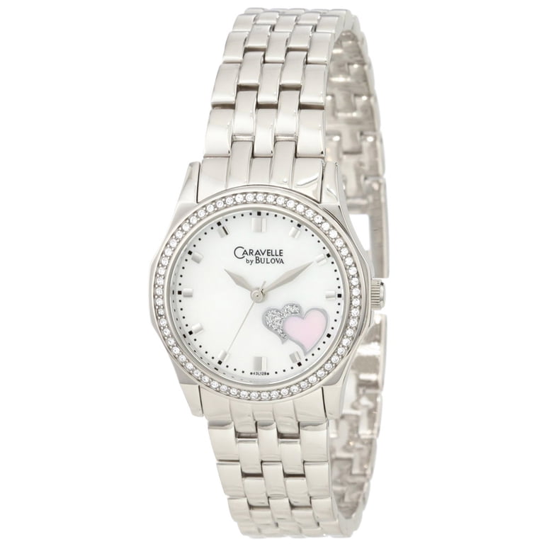 Caravelle by Bulova Women Wristwatch 45L124 Arabic Numerals Floral Motif Watch Caravelle of New York by Bulova Ladies Stainless Steel Rose  main image 4