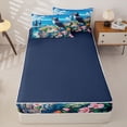 thumbnail image 4 of Castle Fairy Bright Anime Cliff Puffin Scene Zipper Twin Comforter Sets with Fitted Sheet and 2 Pillowcases,Wild Flower Sea Stack Rock Print Zipper Bedding Set,Sky Pink,Navy Blue Reversible,4-Piece, 4 of 6