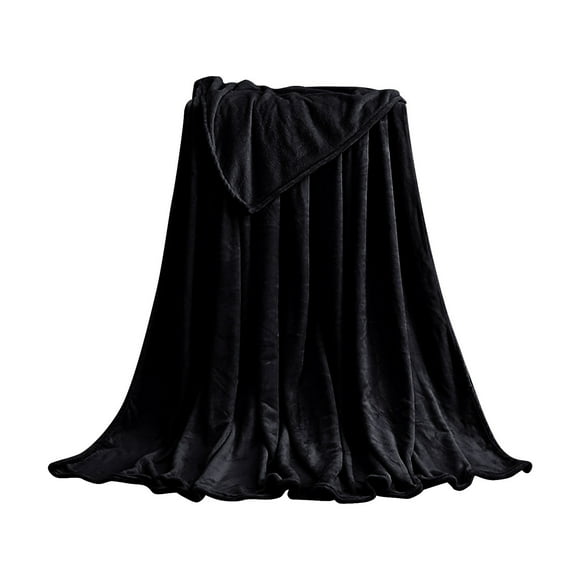 Moins de 5 Couverture en Molleton Corail Noir Jeté Douillet Couverture en Flanelle Couleur Unie Couverture 50” X 70”