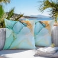 thumbnail image 4 of Abstract Teal Outdoor Pillow Covers Pack of 2 Green Gold Marble Natural Stone Cracks Modern Waterproof Throw Pillow Covers Decorative Cushion Cases for Patio Garden Tent Balcony Couch 26x26 inch, 4 of 8