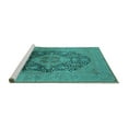 thumbnail image 2 of Ahgly Company Machine Washable Indoor Rectangle Oriental Turquoise Blue Industrial Area Rugs, 8' x 12', 2 of 4