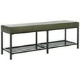 thumbnail image 2 of SAFAVIEH Yomi Modern Style 2 Rail Shelf Bench, Dark Green/Black (48 in. W x 14.5 in. D x 17.8 in. H), 2 of 7