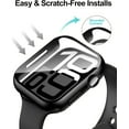thumbnail image 3 of Smiling 2 Pack Case Built in Tempered Glass Screen Protector Compatible with Apple Watch Series 10 46mm, Hard PC Case Overall Protective Cover- Black, 3 of 11