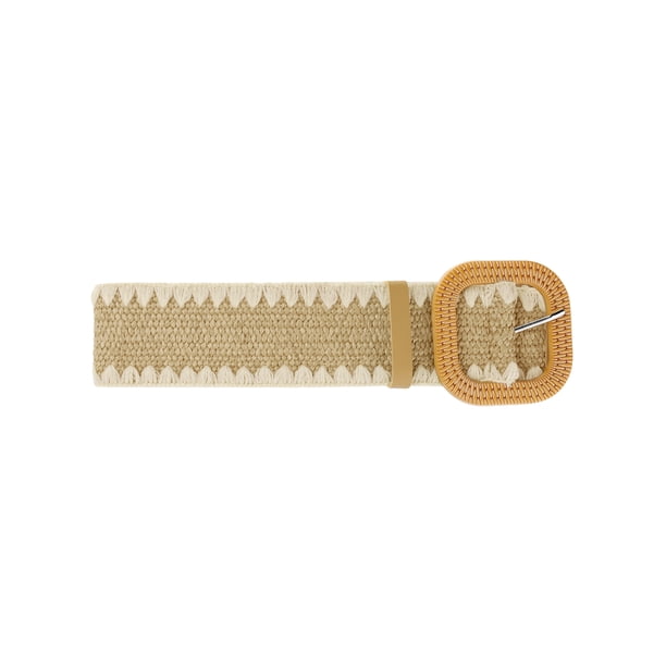 CINTURÓN ELÁSTICO ANCHO DE PANA DE TAMAÑO PLUS PARA MUJERES, CINTURONES TRAMADOS BOHO PARA VESTIDO 45.3" ALBARICOQUE
