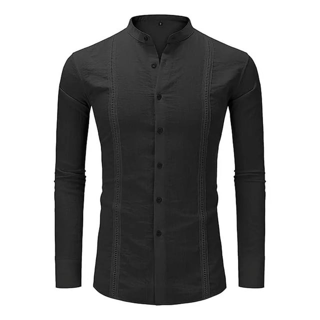 Camisas Casual Guayabera Cubana Para Hombre Manga Larga