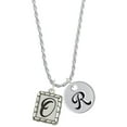 thumbnail image 1 of Delight Jewelry Silvertone Pebble Border Initial - O Silvertone Script Initial Disc - R - Charm Necklace, 20"+3", 1 of 4