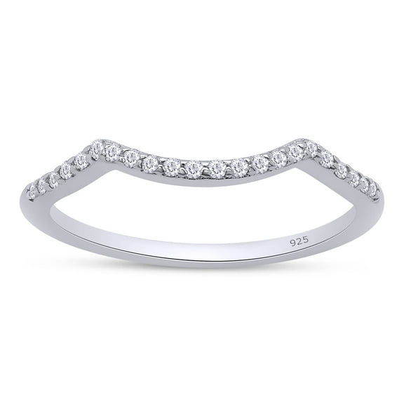 AFFY 0.10CT Round Moissanite Diamond Enhancer Wedding Band for Women 14K White Gold over Silver-4