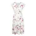 thumbnail image 4 of XXLvision Womens Floral Print Short Sleeve V-Neck Chiffon Midi Dress, 4 of 5