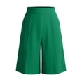 thumbnail image 4 of Womens Linen Shorts Plus Size Women's Dressy Bermuda Shorts, High Waist Knee Length Pants with Pockets, Summer Office Work Shorts Green S, 4 of 8