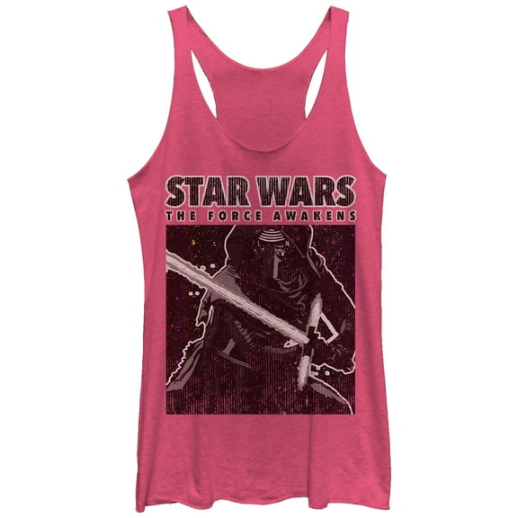 Women's Star Wars The Force Awakens Kylo Ren Distressed Racerback Tank Top Pink Heather Large