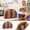 A006- Purple, variant on Large Makeup Organizer with Knitted Texture, Pink and Orange Striped, for Travel and Daily Cosmetic Storage, Clutch Pouch