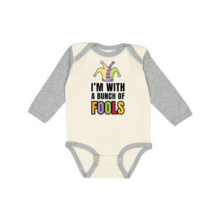 

Inktastic Im with a Bunch of Fools with Jester Hat April Fools Day Gift Baby Boy or Baby Girl Long Sleeve Bodysuit