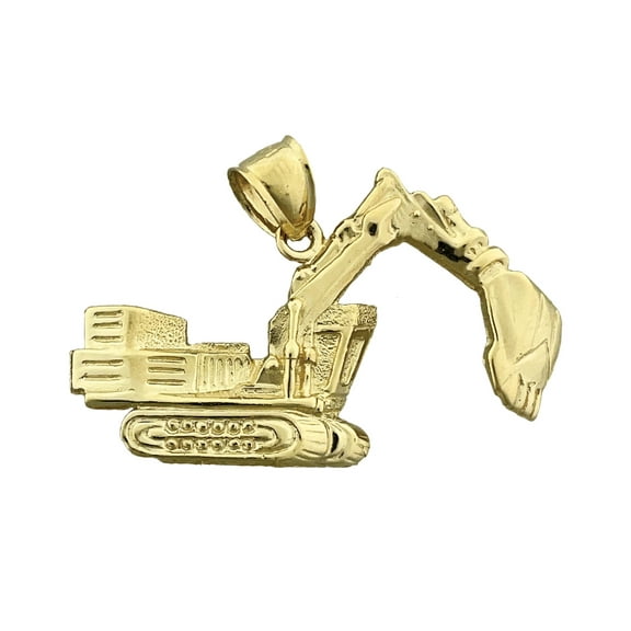 14K Gold Crawler Excavator Pendant
