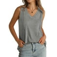 thumbnail image 3 of SLADYGLO Women's Heather Sleeveless V-Neck Top with Shoulder Detail, 3 of 5